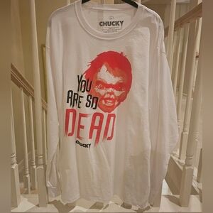 Chucky White and Red Graphic Long Sleeve Tee